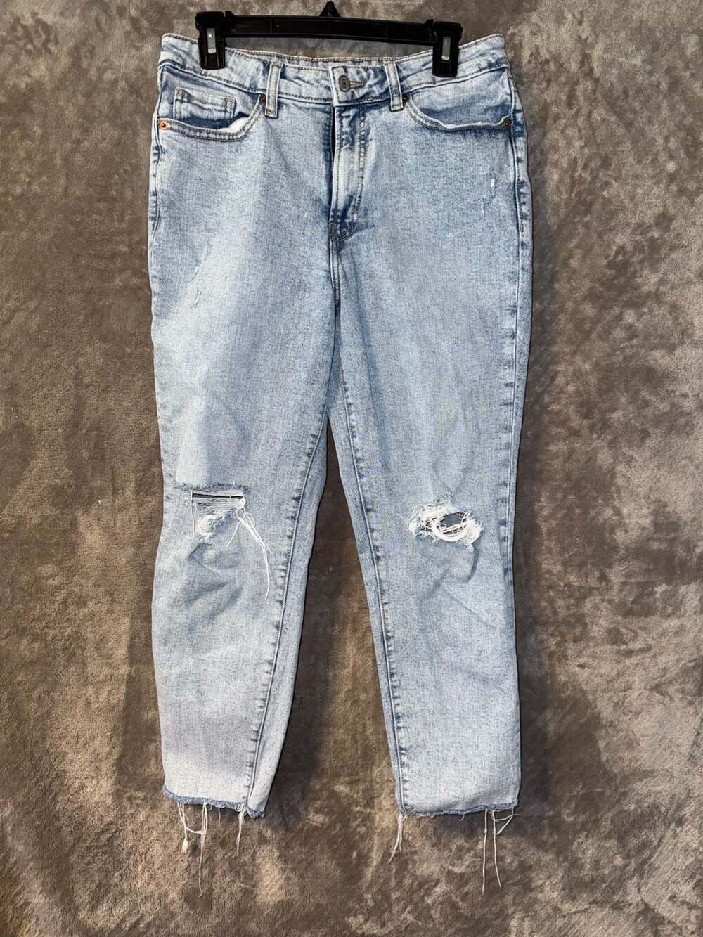 Old Navy High-Rise Straight Raw Hem Distressed Jeans Size 8